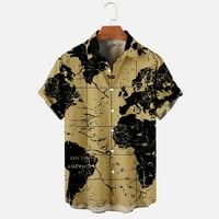 Летните ризи на Kakina s Clearance мъже ежедневни бутони за печат на плаж за печат на плаж за късо ръкав блуза блуза блуза