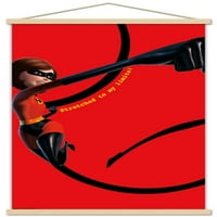 Disney Pixar The Incredibles - г -жа Incredible Tall Poster с дървена магнитна рамка, 22.375 34