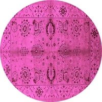 Ahgly Company Indoor Round Ориенталски розови килими за индустриална зона, 7 'кръг