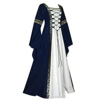 Женска средновековна рокля Ренесанс костюм Разхлабени рокли с дължина на пода с дълъг ръкав над рокли жени
