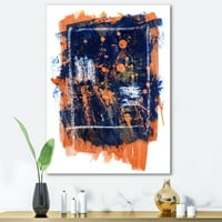 Тъмно синьо и оранжево абстрактна живопис платно изкуство печат