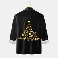 Yubnlvae Men Небрежен дълъг ръкав Есен зима Коледа 3d отпечатани ризи Модни топ блуза ризи
