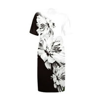 Bicoasu Clearance дамски v-образно деколте с къс ръкав a-line floral boho свободни летни къси рокли тъмно сиво 3xl