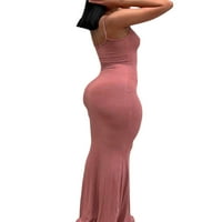 Дамски секси издълбани макси рокли без ръкави за спагети с ниско рязане ками камион дълга рокля клуб парти рокля рокля