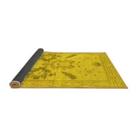 Ahgly Company Indoor Round ориенталски жълти традиционни килими, 7 'кръг