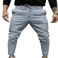 Мъжки тънки приспособяват дълги панталони ивицирани ежедневни комфортни панталони