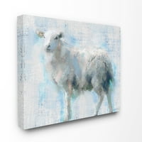 Ступел Начало Дé Кор овце разходка Синьо розово текстурирани Животни живопис платно стена изкуство от главната линия студио