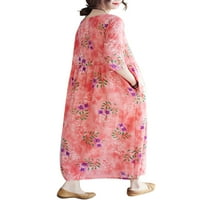 Niuer дамски хавайски флорален принт Лятен плаж Sundress Жени бохемски макси рокли половин ръкав парти реколта кафтан дълга рокля