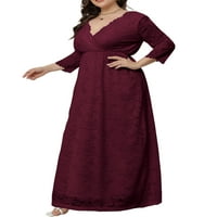 Жени плюс размер Елегантна дантелена зашиваща вечерна рокля с дължина на глезена
