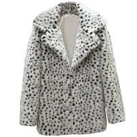 Женски случайни щата леопард топъл зимен пуловер топ джъмпер печат бяло s