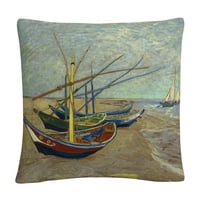 Винсент ван Гог 'Риболовни лодки на плажа' Декоративна възглавница за хвърляне
