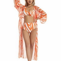 Дамски плувен костюм райета отпечатани без ръкави модни сплит бански костюми Sun Bikini Seaside Party Beachwears