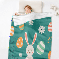 Пролетно великденско одеяло с възглавница калъф за легло диван хол ултра по-меки хвърля спално бельо великденски сладко заек флорално одеяло за деца жени възрастн