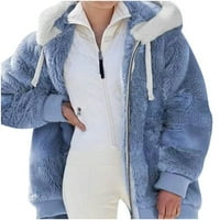 Wavsuf дамски палта и якета плюс размер цип топъл клирънс с качулка ежедневни сини якета size s