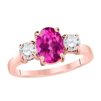 Mauli Jewels пръстени за жени карат диамант и овална форма розов топаз пръстен prong 14k розово злато