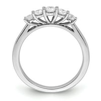 0,50ct. CZ Solid Real 14k бяло злато 5-каменна сватбена лента пръстен