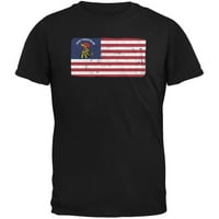 Американски флаг на Gadsden, затруднена черна тениска за възрастни - голям