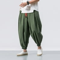 BadyMincsl панталони за човек клирънс Мъжки модни ежедневни разхлабени плътни цветови панталони широки крак еластични панталони