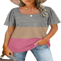 Дамски летни върхове ежедневни тениски с къси ръкави с квадратна шия