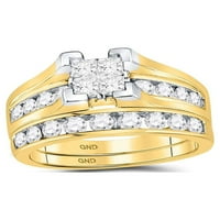 14kt жълто злато принцеса диамантен булчински сватбен пръстен лента 1- cttw