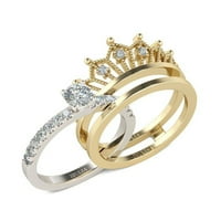Ополски се разглобява жени модна корона Rhinestone Finger Ring Wedding Bride Gibry Gift