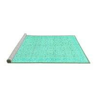 Ahgly Company Machine Pashable Indoor Rectangle Persian Turquoise Blue Traditional Area Rugs, 2 '3'
