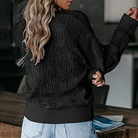 Пуловер Zunfeo за жени- свободен прилягане на дълъг ръкав отпечатани пуловер Небрежни кабелни плетани върхове v-образно секси
