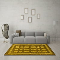 Ahgly Company Indoor Rectangle Checkered Yellow Modern Area Rugs, 2 '4'
