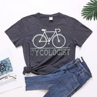 Тениски за жени със солиен цвят на колоездачната велосипедна флорална отпечатана о-не-чист флорална отпечатана тениска с най-висок