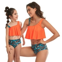 Диви жени Семейство мама и дете отпечатани сутиен бикини комплект плажни бански костюми бански плуват бански костюми жени
