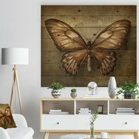 Дизайнарт 'винтидж пеперуда' винтидж живопис печат върху естествена борова дървесина