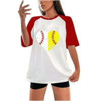 Дамски летни върхове Crewneck Бейзболна графика пачуърк тениски с къс ръкав Писмо за печат Небрежни блузи Блузи Тййд Дами дрехи