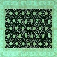 Ahgly Company Machine Pashable Indoor Rectangle Oriental Turquoise Blue Modern Area Cugs, 2 '4'