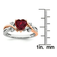 Първичен Златен карат двуцветно сърце създаде пръстен с рубин и диамант