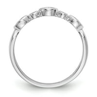 0,13ct. CZ солиден истински 14k бяло злато сватбена лента пръстен