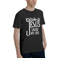 Исус спаси живота ми основната тениска с къс ръкав на мъжете черно малки