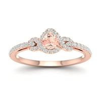 Императорски скъпоценен камък 10к Розово злато круша Морганит КТ ТВ диамантен ореол Дамски пръстен