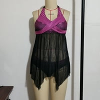 Дамски бански костюми модерни плюс размер бикини пола разрошен печат два бански костюм за жени лилаво m