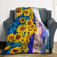 50 x60 одеяло, масло за боядисване на слънчогледов цвят цъфтеж леко тегло Плюше