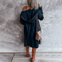 Жилетка за жени дамски модни модни жени с дълъг ръкав небрежен дълъг кардиган палто пуловер връхни дрехи