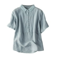 Женски бельо бутон надолу ризи с къси ръкави кръг в офис ризи на шията случайни бизнес върхове тънки ризи