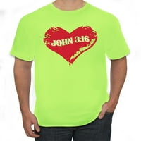 Обичан Йоан 3: Библейски стих християнски вдъхновяващ християнски мъжки тениска, безопасност зелено, 2xl