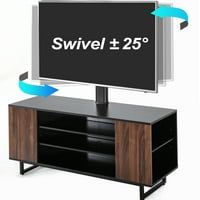 Стойка за телевизор с въртящ се Монтаж с дървени рафтове за телевизори до 70