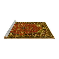 Ahgly Company Machine Pashable Indoor Rectangle Persian Yellow Traditional Area Cugs, 2 '5'