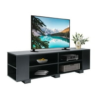 Аукфа Дърво ТВ стойка за телевизори до 65 - ТВ шкаф за съхранение с отворени рафтове-Черно