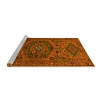 Ahgly Company Machine Pashable Indoor Rectangle Persian Yellow Traditional Area Cugs, 7 '9'