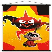 Disney Pixar The Incredibles - Плакат за стена на Джак Джак с дървена магнитна рамка, 22.375 34