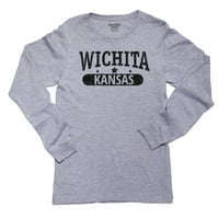 Trendy Wichita, Канзас със сива тениска на звезди за сива ръкав на Girl Girl