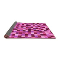 Ahgly Company Indoor Round Checkered Pink Modern Area Rugs, 5 'Round