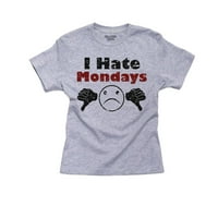 Омразява понеделници - С тъжно лице и палци надолу по памучна сива тениска на Graphic Boy
